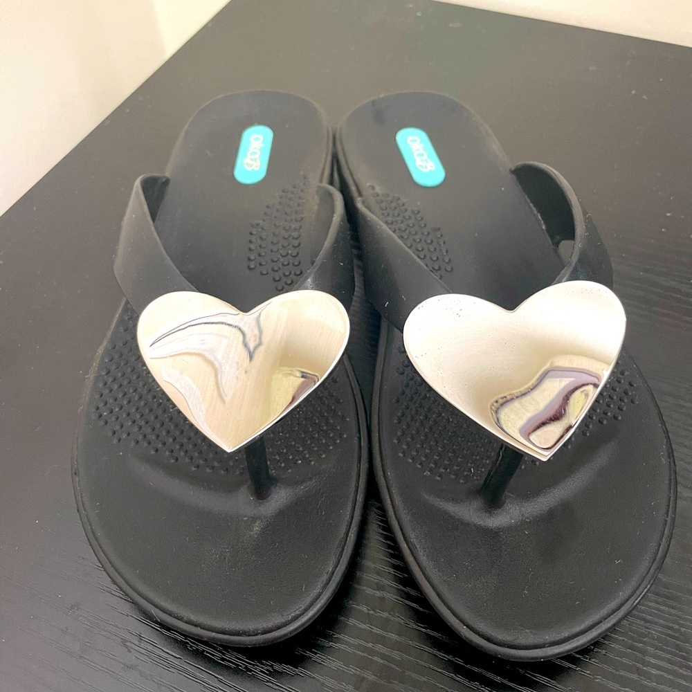 Oka B heart flip flops